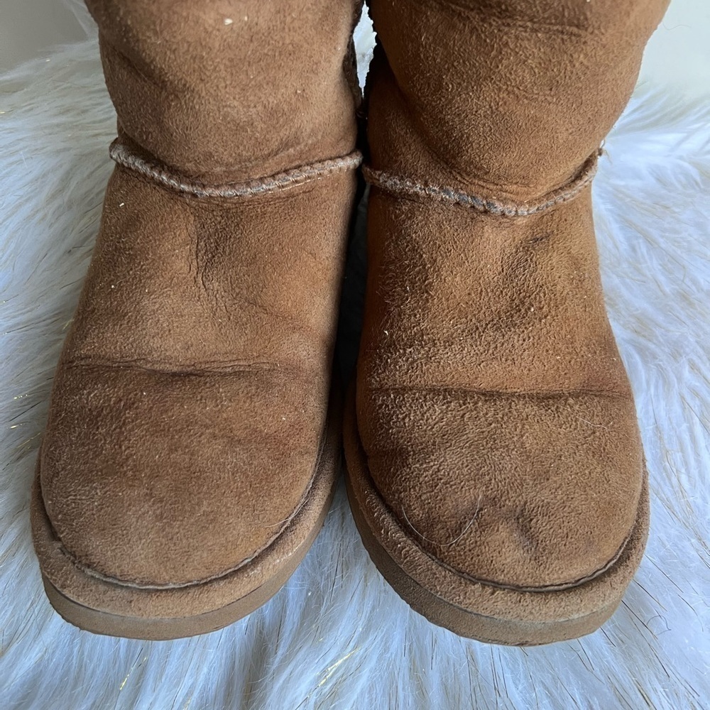 LL Beans brown leather fur lined boots shoes size 6M - Picture 13 of 14